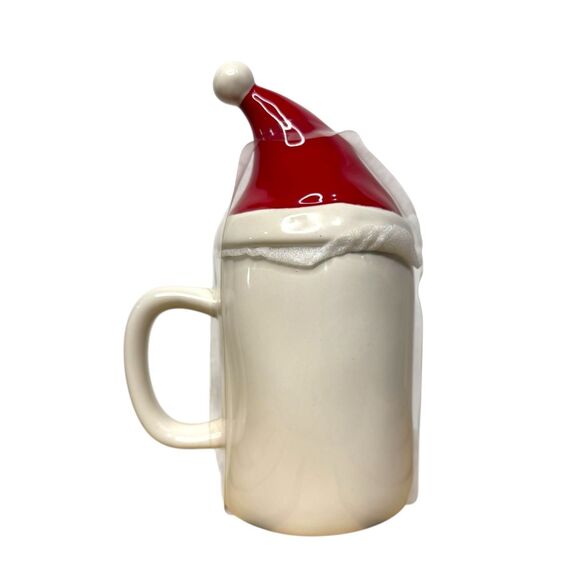 Rae Dunn Ho Ho Ho Mug With Red Santa Hat Topper Ceramic Christmas 2020 NEW - Picture 3 of 5